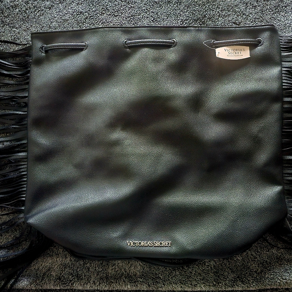 Victoria's Secret Black Leather Fringe Bag